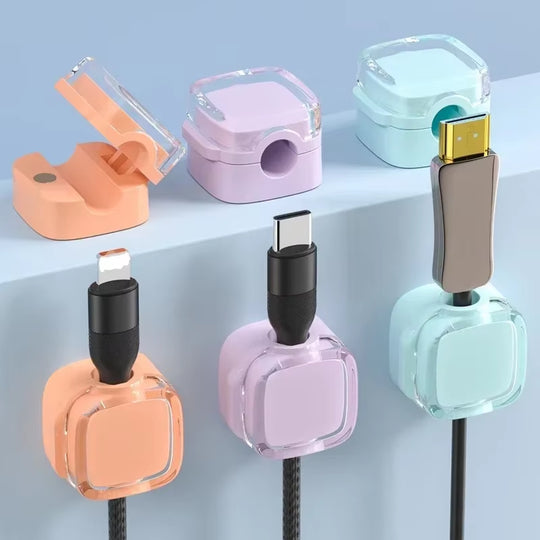 New Macron Colorful Magnetic Clip Cable Smooth Adjustable Acrylic Universal Cable Winder under Desk Management Wire Keeper Cable