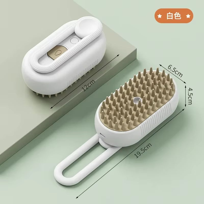 3-In-1 Dog and Cat Electric Brush Cleaning Steam Brush Spray Massage Comb Retractable Handle Pet Grooming Hair Removal Brush