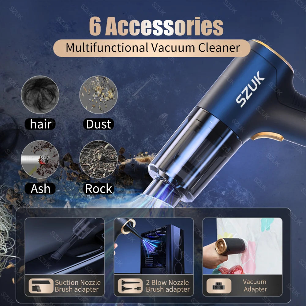 98000PA Car Vacuum Cleaner Mini Powerful Cleaning Machine Strong Suction Handheld for Car Wireless Portable Home Appliance