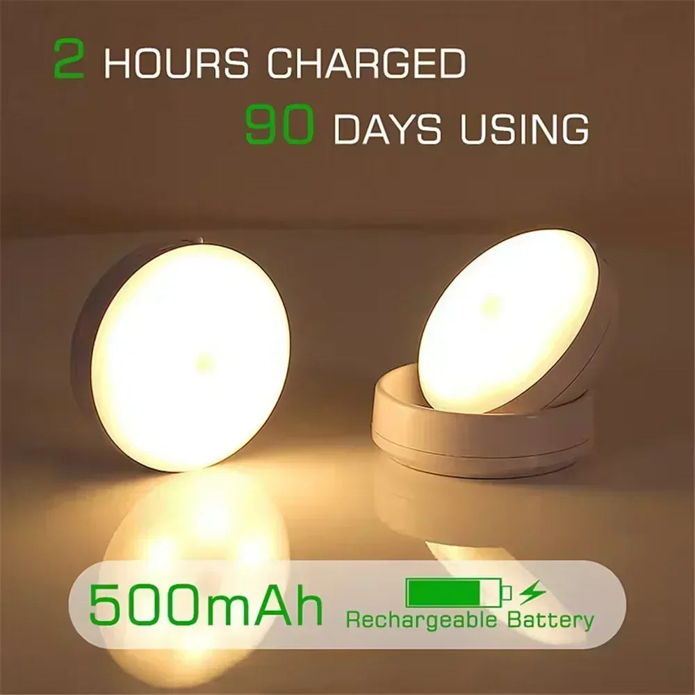 Night Lamp with Motion Sensor Night Light Rechargeable Wireless Led 360 Rotating Magnetic for Kitchen Room Bedside Table